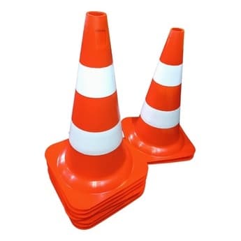 2 Cone Laranja/branco 50cm Rígido + 4 mts Corrente Elo Pequena isola area