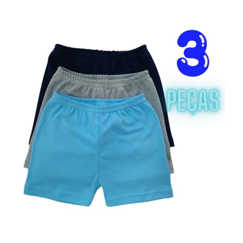 kit 3 Shorts De Malha Suedine  P M G 1 2 3 4 6 Menino  Menina.