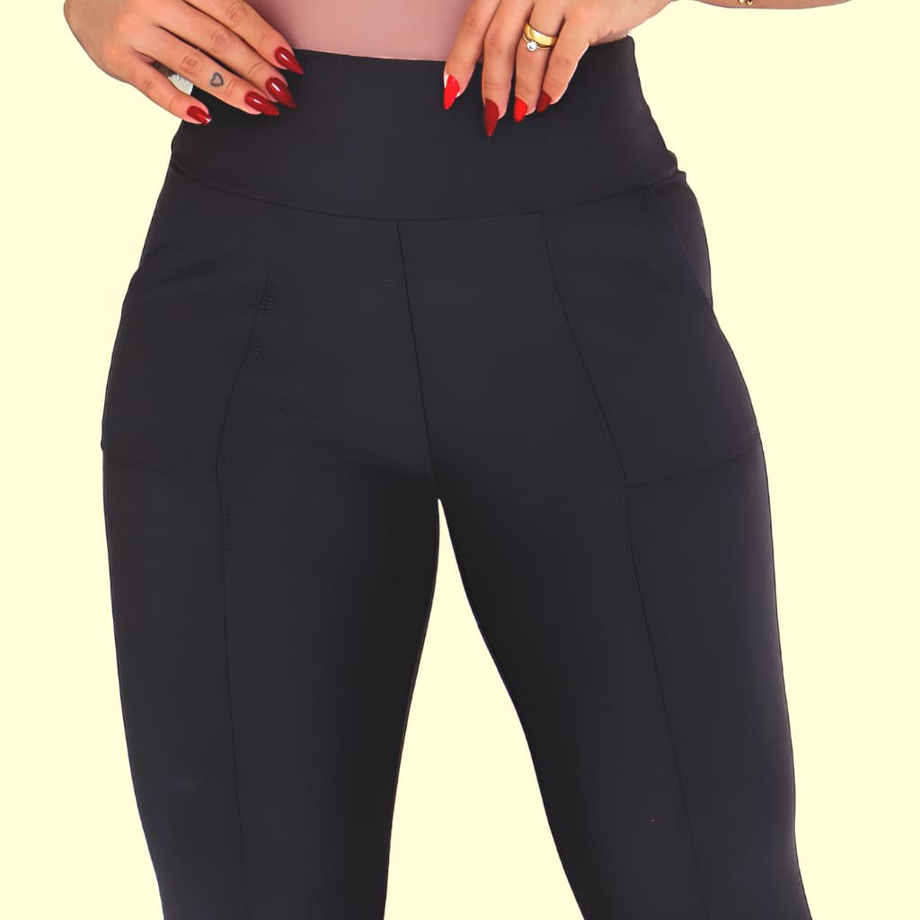 Calça Montaria Feminina Calca Legging Térmica Cintura Alta Bom Bolsos Zero Transparência