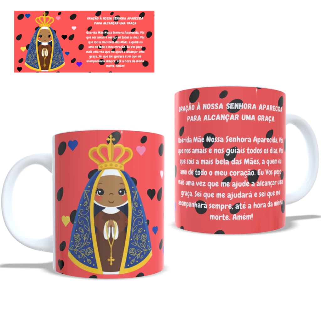 Caneca Xícara de Porcelana - religiosa, católica, Mãe Aparecida, Nossa senhora Aparecida