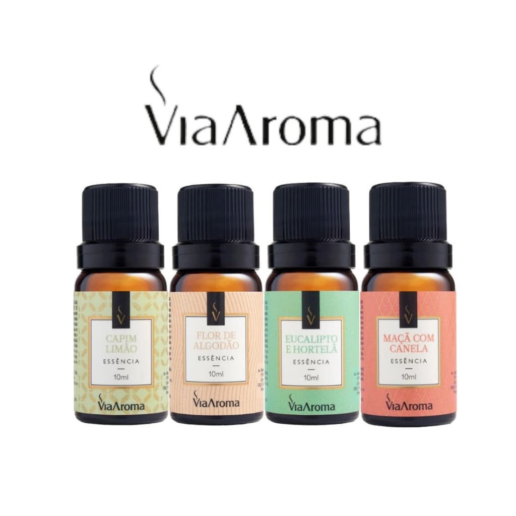 Kit Essências Via Aroma 10ml para Aromatizador Difusor Elétrico de Ambiente