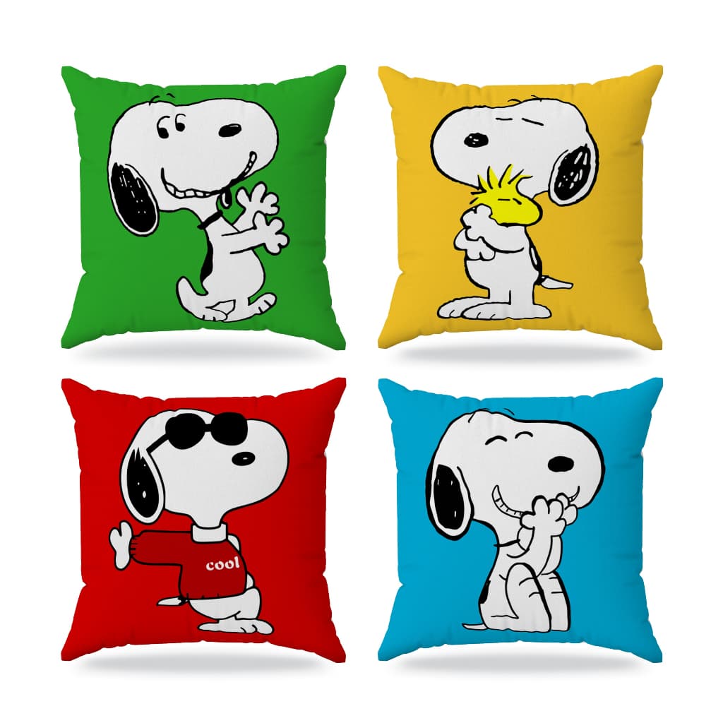 Kit 4 Capas personalizadas de luxo do Snoopy Desenho decoração quarto sala 45x45