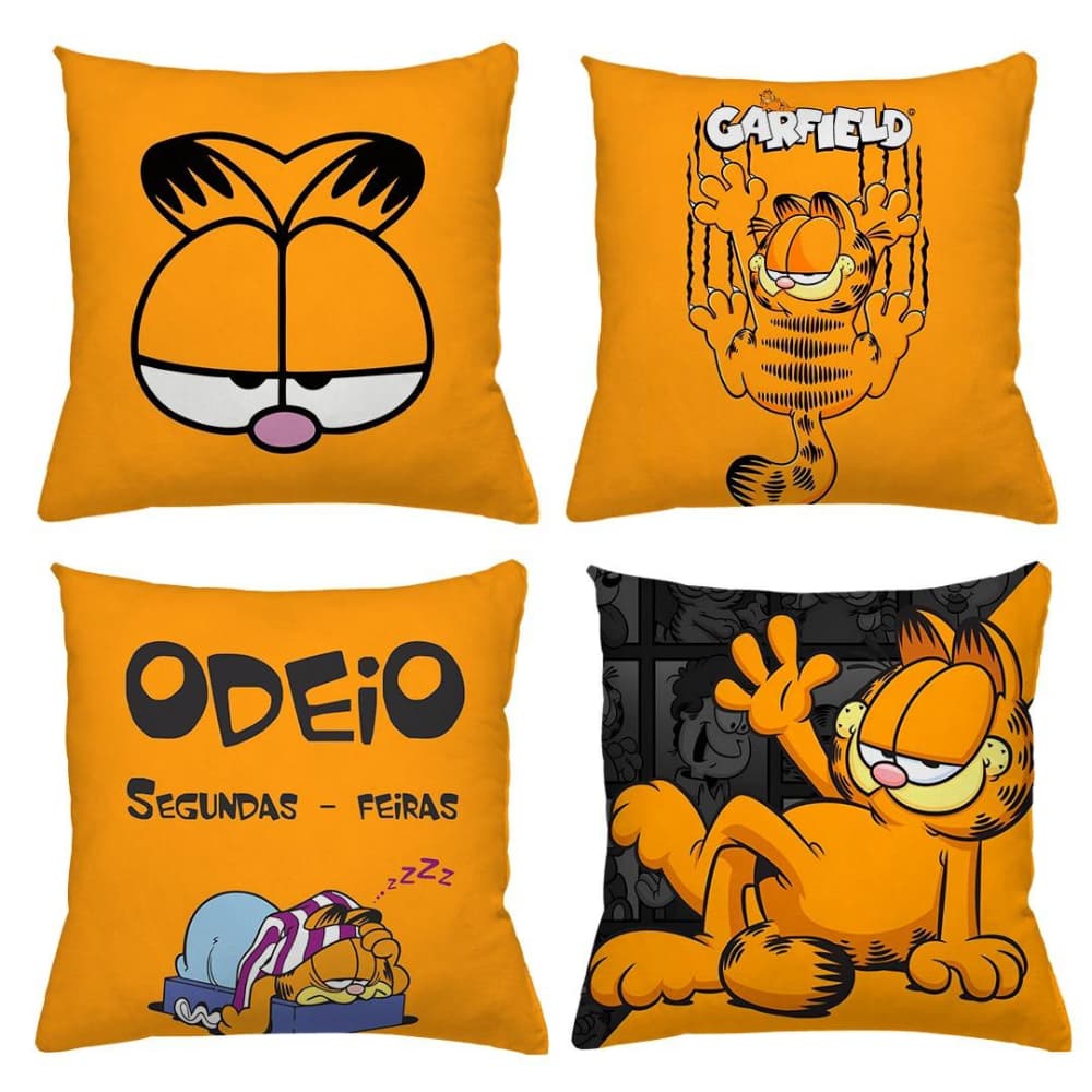 kit 4 capas almofadas personalizadas de luxo garfield 45x45