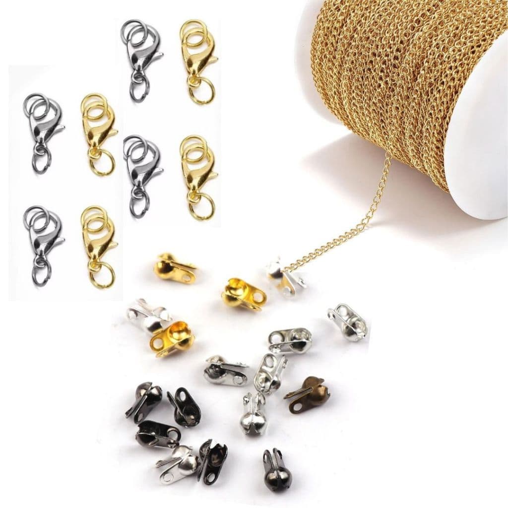 Corrente Para Extensor de Colar e Pulseiras, tips + fechos+ argolas
