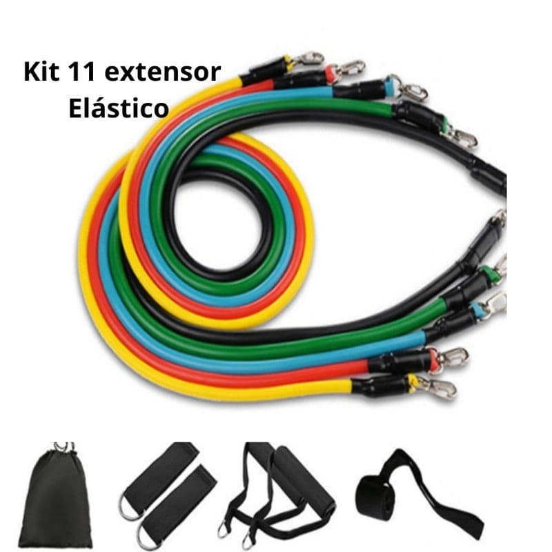 Kit Completo de Elásticos para Treino em Casa: 11 Extensores + 5 Mini Bands para Exercícios Funcionais e Yoga