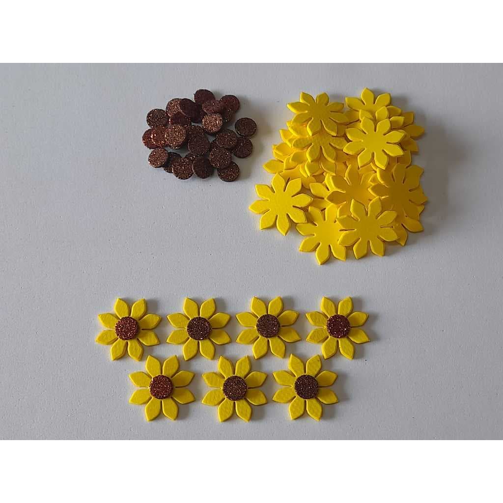 Kit 100 Apliques Girassol Com 3 Cm Em Eva - SEM ADESIVO