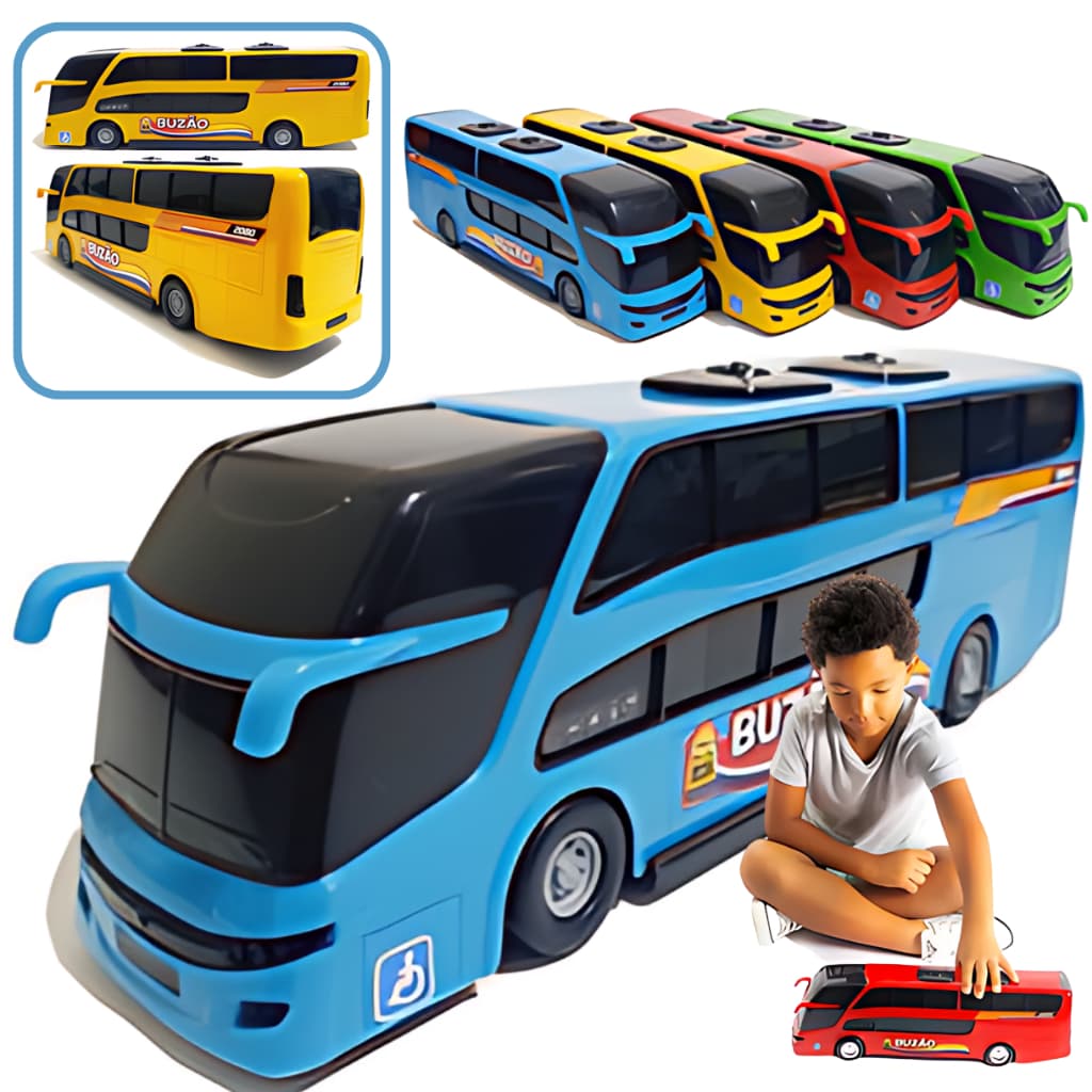 Onibus Brinquedo Buzão Dois Andares Miniatura Realista Meninos Carrinhos Carro Interativo