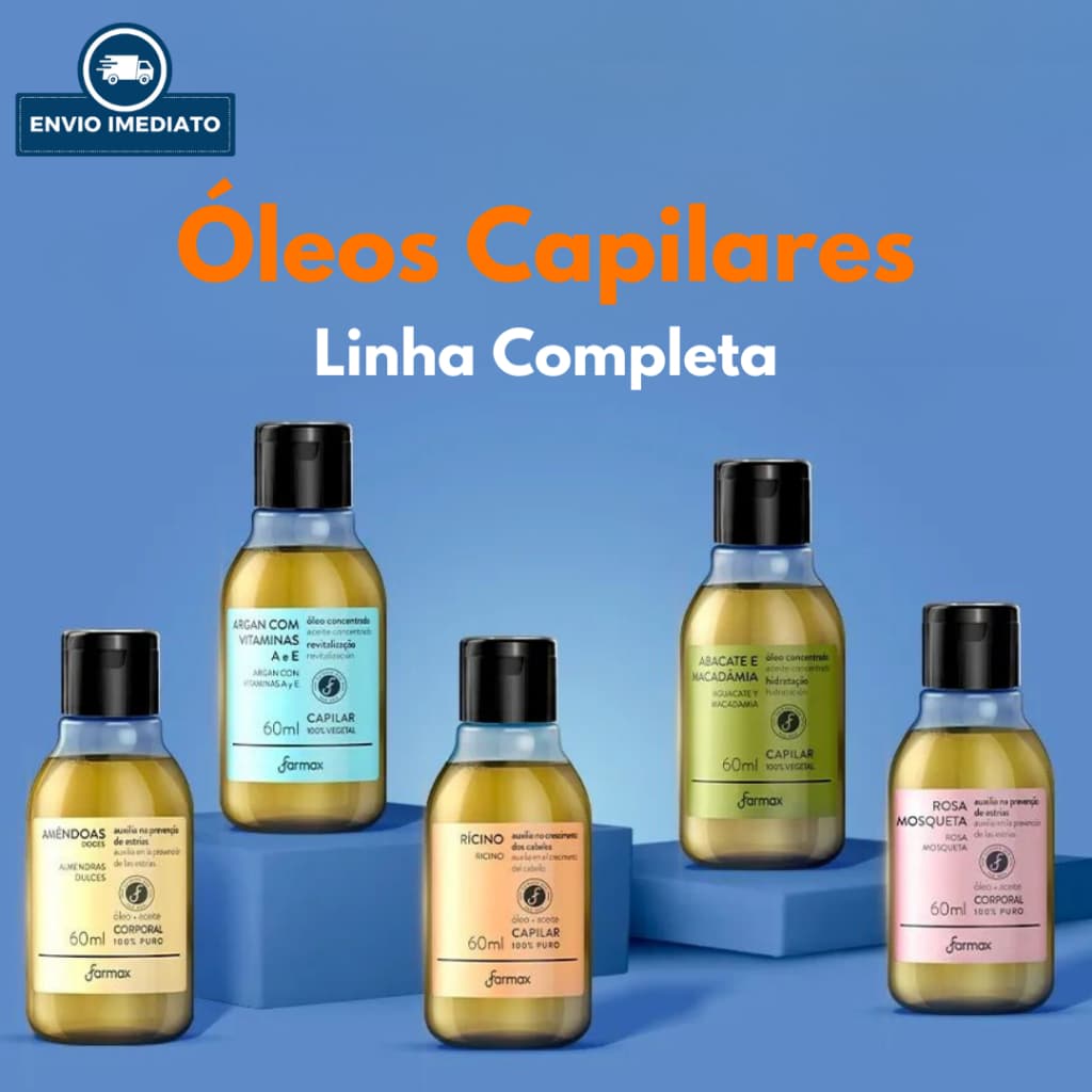 Óleo Capilar e Corporal ARGAN + VIT, AMENDOAS, BABOSA, CENOURA, COCO, ABACATE, UVA, K