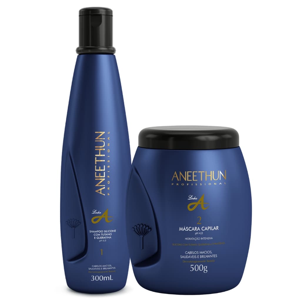Kit Shampoo e Mascara Aneethun Linha A System Hidratação Imediata Shampoo 300ml Mascara 500g