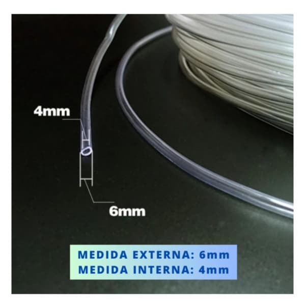 Mangueira De Silicone 4mm x6mm p/ compressores de ar mini fontes bombas de oxigenação