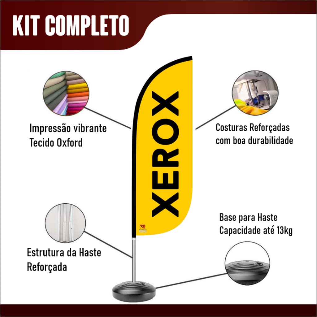 Wind Banner XEROX Completo bandeira Dupla Face com Haste e Base