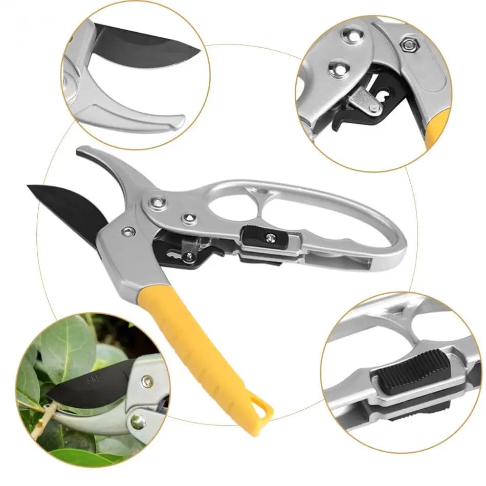 Tesoura Com Catraca Poda Jardinagem Aço Corta Até 24mm