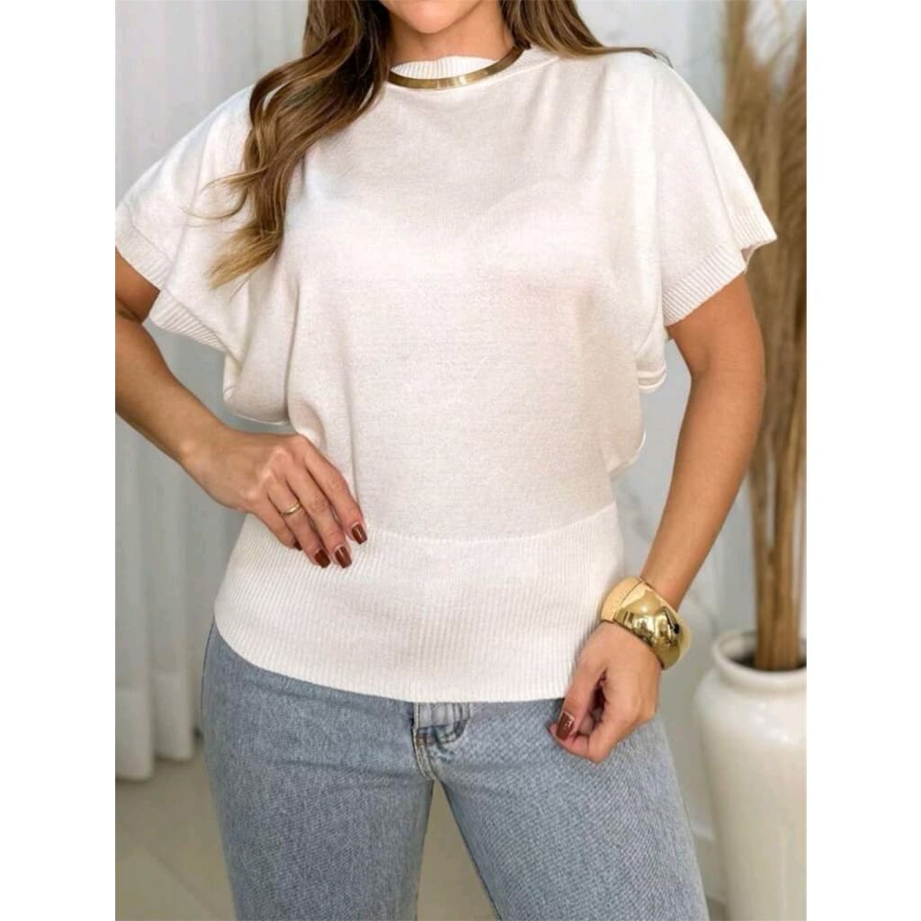 Blusa Básica Modal Feminina Verão Tricot Tricô Plus 38 ao 44