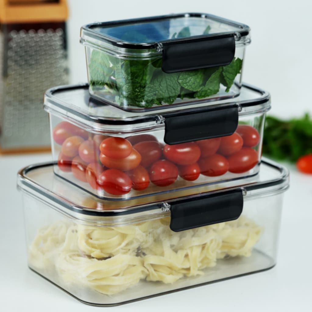 3 Potes para Geladeira Alimentos Cozinha Organização Potes Herméticos