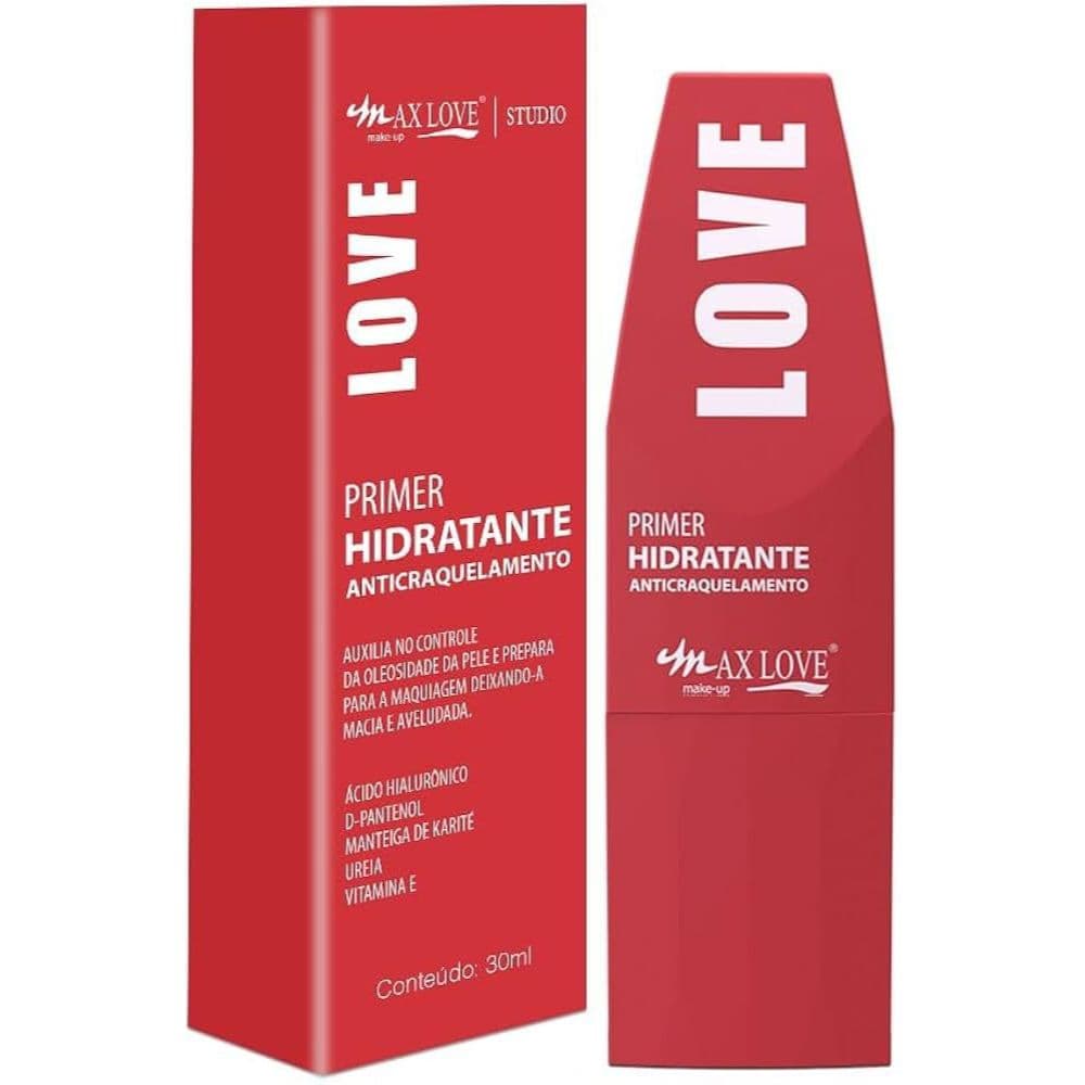 Primer Hidratante Anticraquelamento e Gel Para Pele Mista Max Love Maquiagem longa duração efeito glow fecha poros