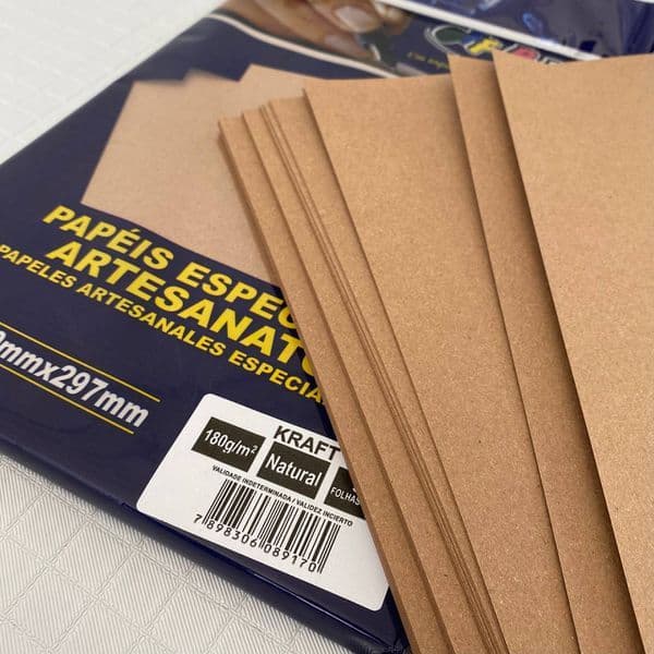 Papel Especial Artesanato A4 Kraft 180g/m² Textura Madeira 180g/m² 240g/m² Off Paper 50 Folhas