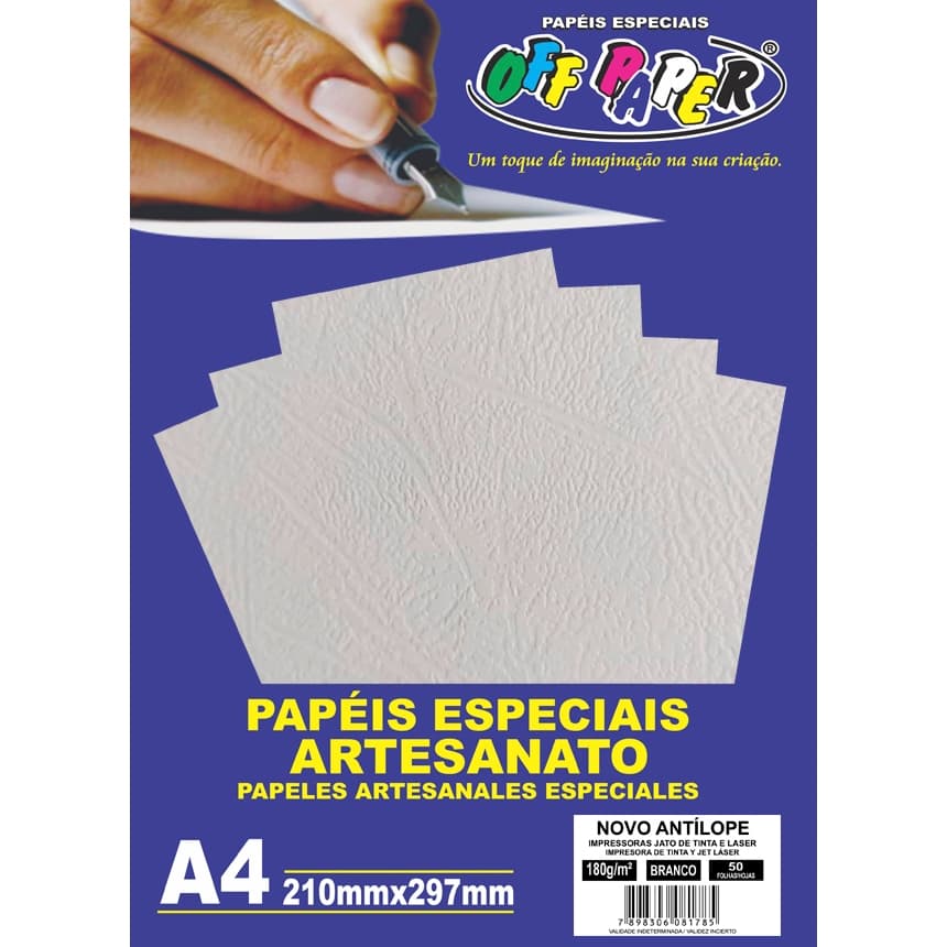 Papel Especial Artesanato A4 Novo Antílope 180g/m² Off Paper 50 Folhas