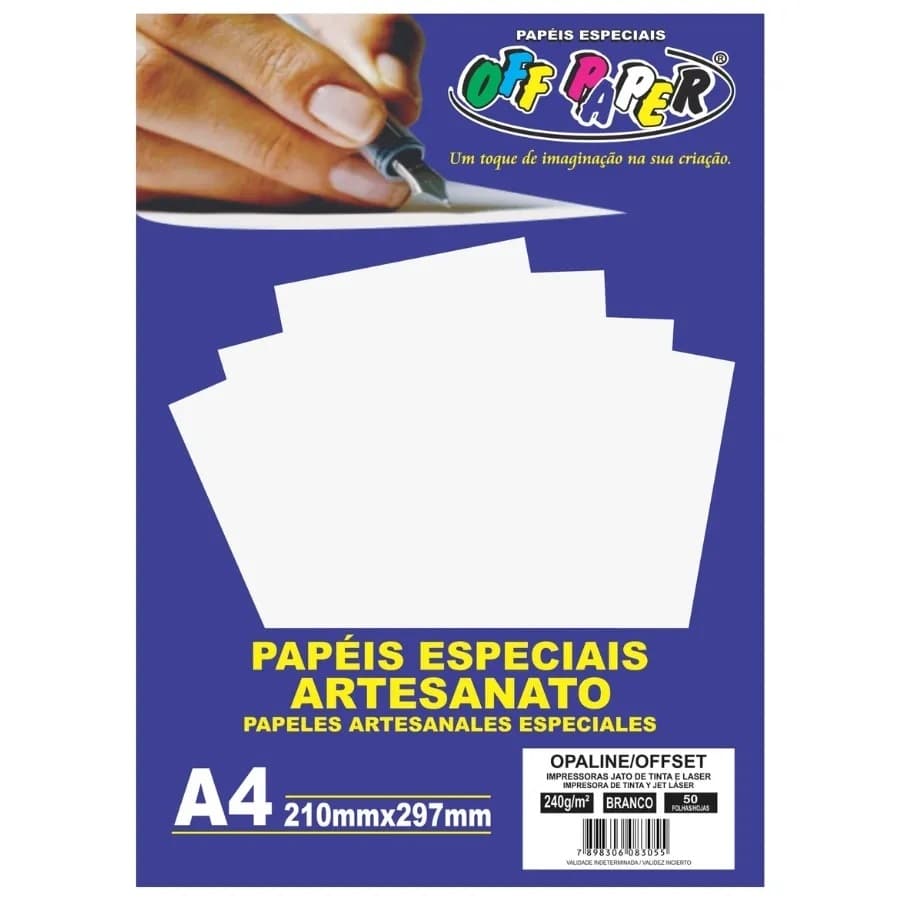 Papel Especial Artesanato A4 Opaline/Offset 240g/m² Off Paper 50 Folhas