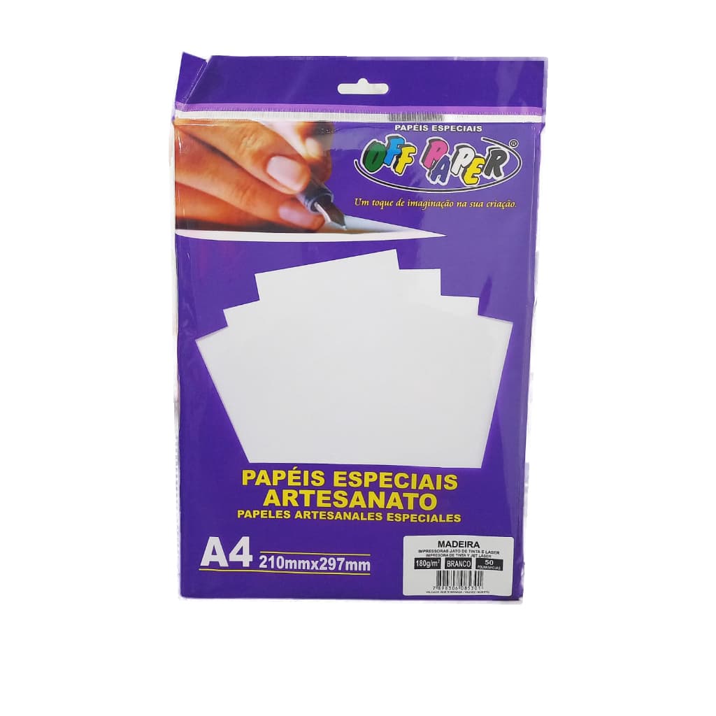 Papel Especial Artesanato A4 Madeira 180g/m² Off Paper 50 Folhas