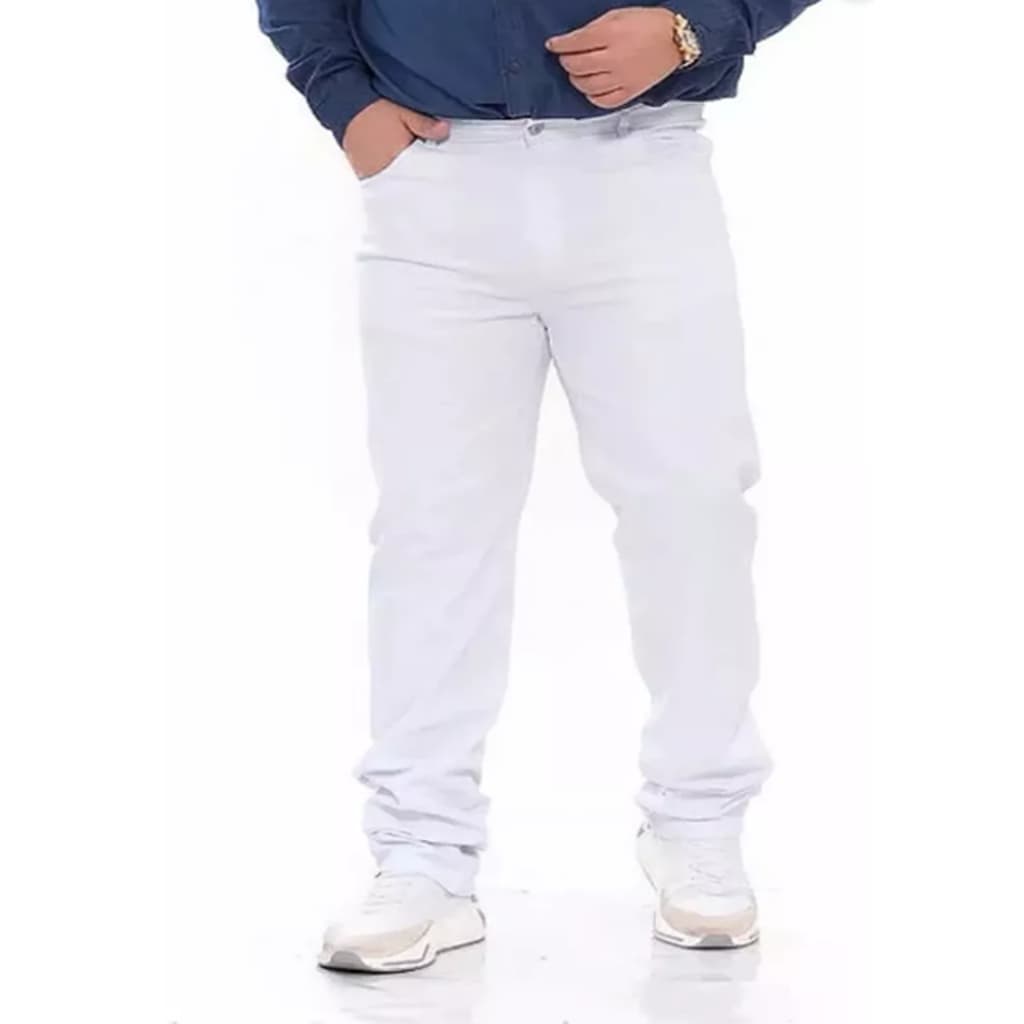 Calça Masculina Branca Tradicional Corte Reto do 38 ao 60