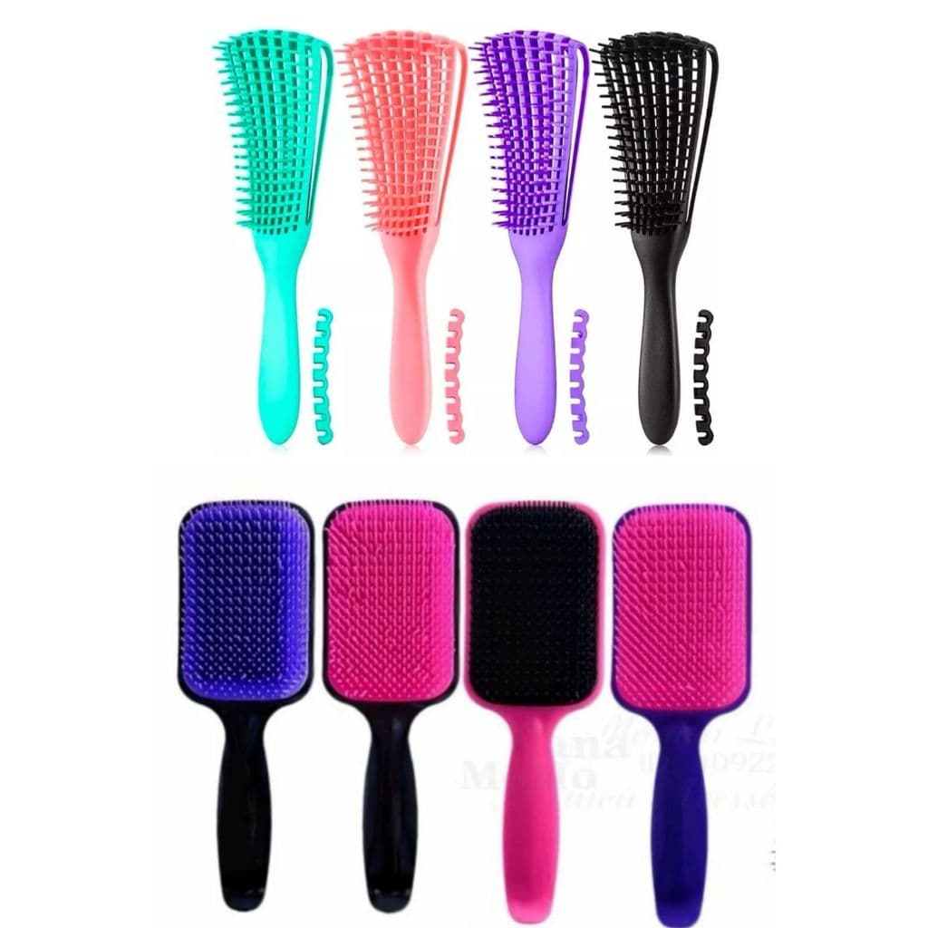 Escova Para Cabelo Raquete & Polvo Desembaraça e Finaliza Cores Sortidas