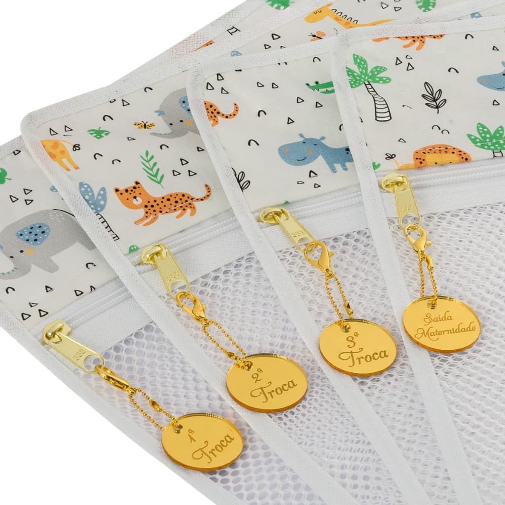 MRP KIDS Saquinho Maternidade Organizador Kit Com 4 Unidades e  Mais 4 Lindos Chaveiros Com Tag