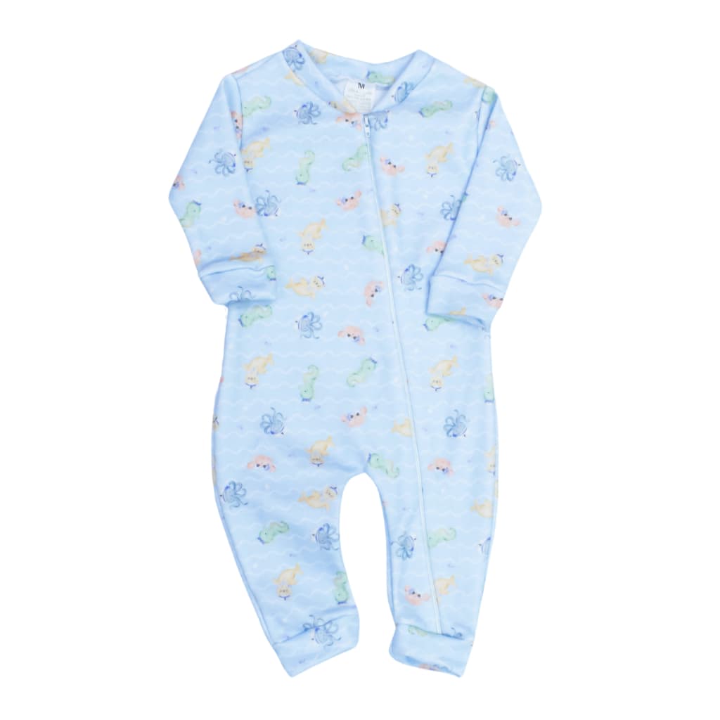 Macacão Soft Bebê com Zíper Estampa Fundo do Mar Quentinho Macacao Bebe Inverno Veste Fácil
