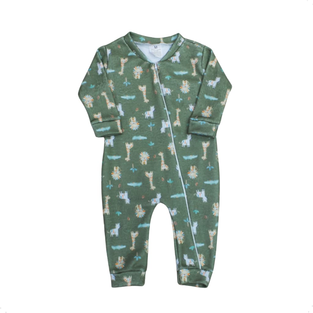 Macacão Soft Menino com Zíper Estampa Safari Quentinho Ideal para Inverno Roupas de Bebê Masculino