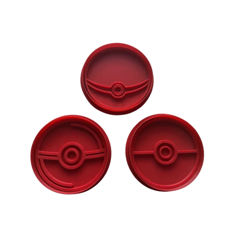 Cortador de Biscoito com Carimbo 7cm - Kit com 3 Pokebolas, Pokeball, Pokémon