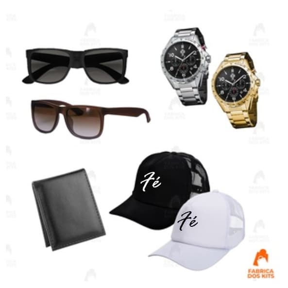 Kit Presente Relógio Masculino de Aço + boné fé + oculos just + carteira de couro Pronta entrega.