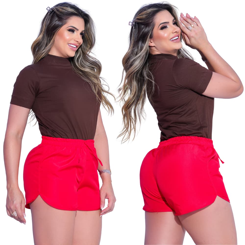 Short Tactel Feminino Soltinho Shortinho  Leve Para Academia Para Caminhada Saída de Praia Moda Verão Canga Bermuda