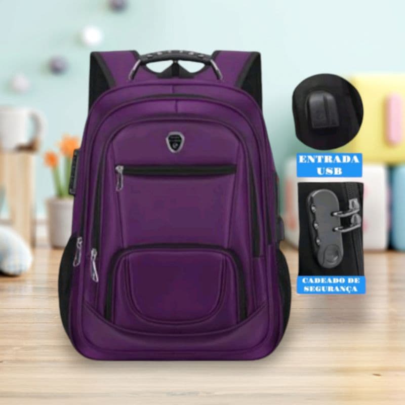 kits 2 mochilas bolsa femenino masculino impermeável con candiado ideal pra escola ,viagen ,trabalho, notebook.