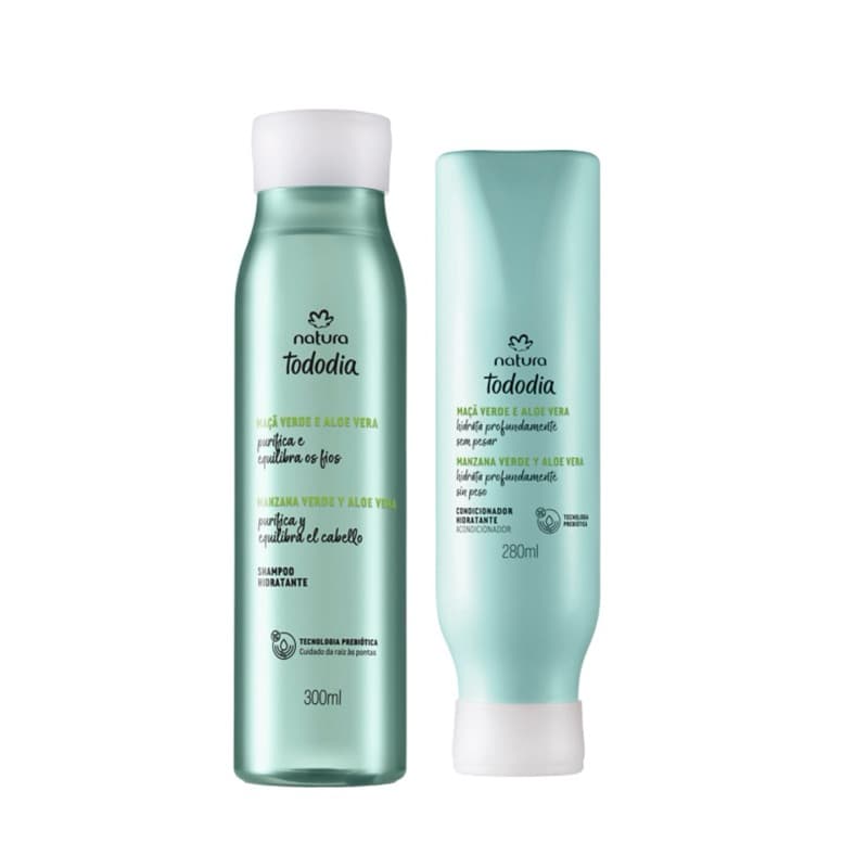 Kit Natura Tododia Cabelos Shampoo 300ml + Condicionador 280ml Maçã Verde e Aloe Vera