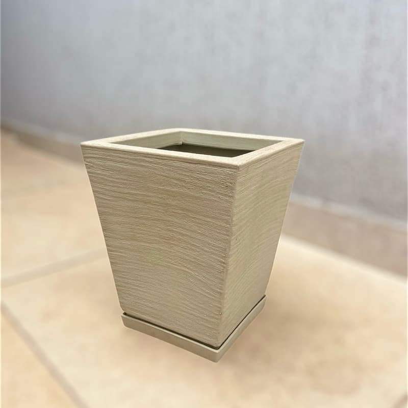 Vaso de Planta Coluna Quadrada Escovada N1 Com prato