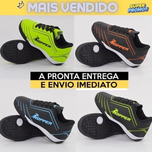 Chuteira Bebê Infantil Society Grama Sintética Hopper - Tamanhos 26 a 33, Diversas Cores