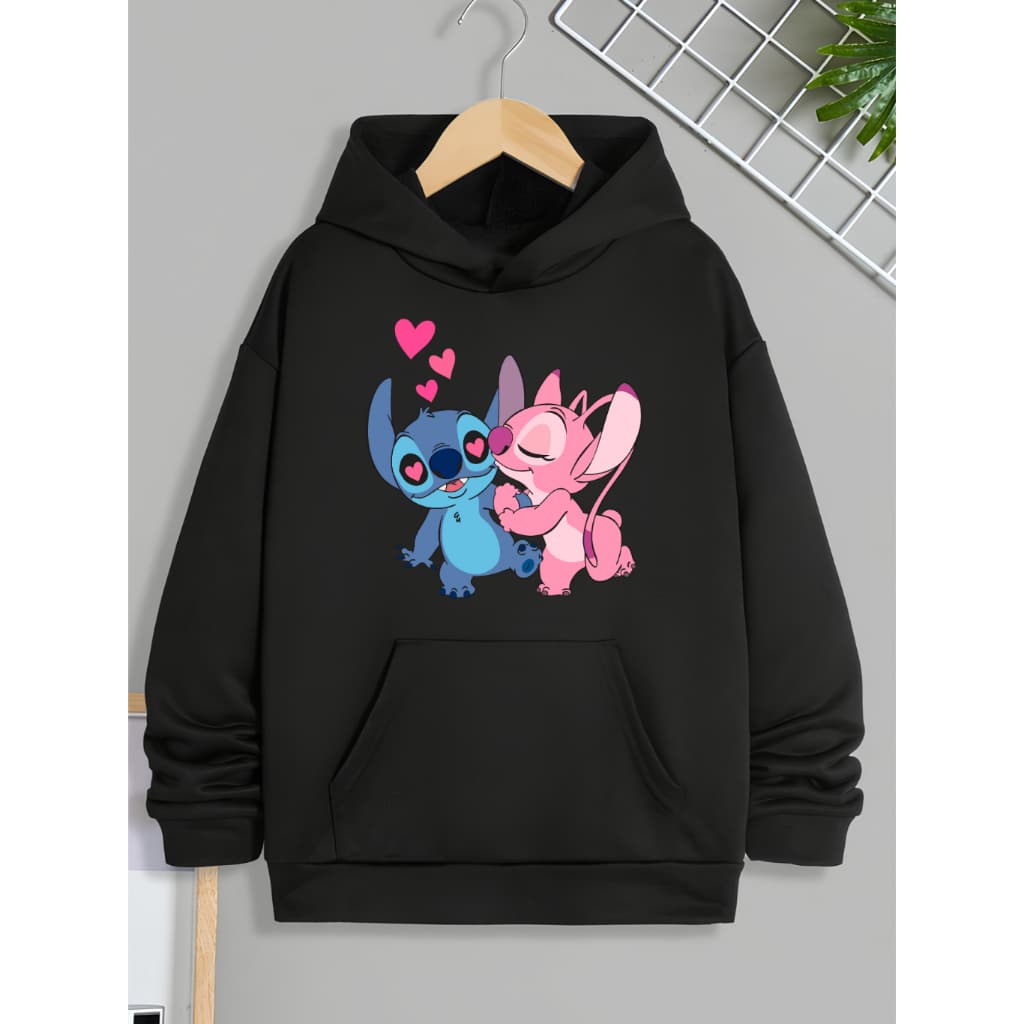 Moletom Estampado Lilo Stitch Moda Feminina Canguru Com Capuz Blusa De Frio