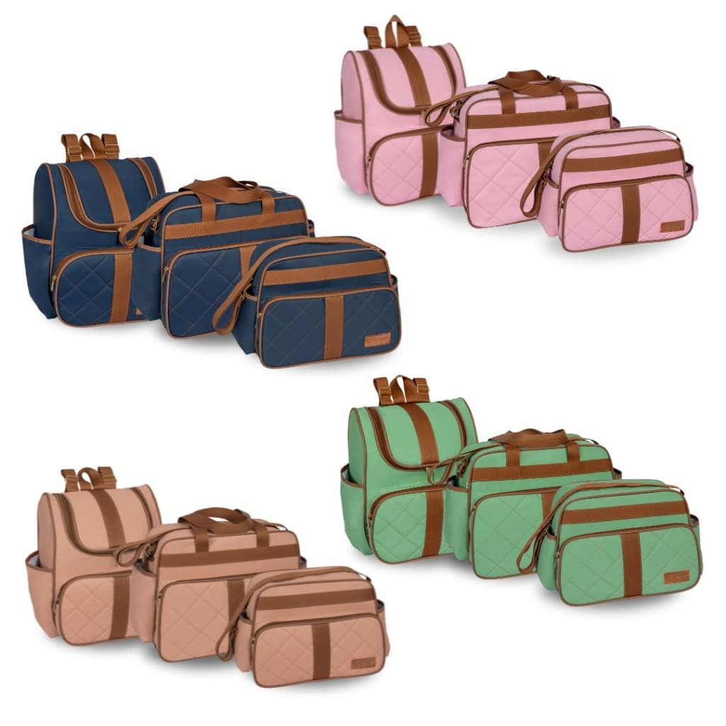 KIT BOLSA E MOCHILA AVULSA de maternidade PARIS menino/ menina/ neutro - 2 peças + mochila