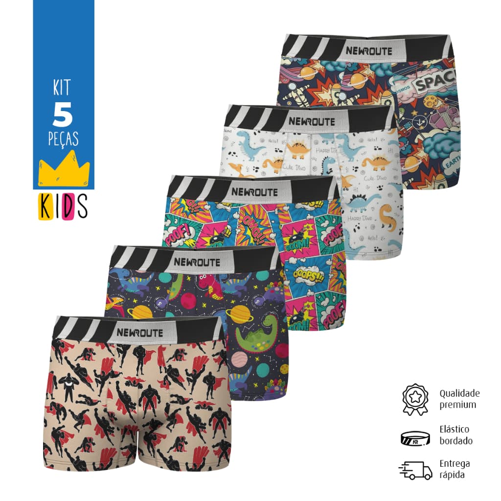 Kit 5 Cueca Box Boxer Infantil menino de Microfibra  *envio imediato*
