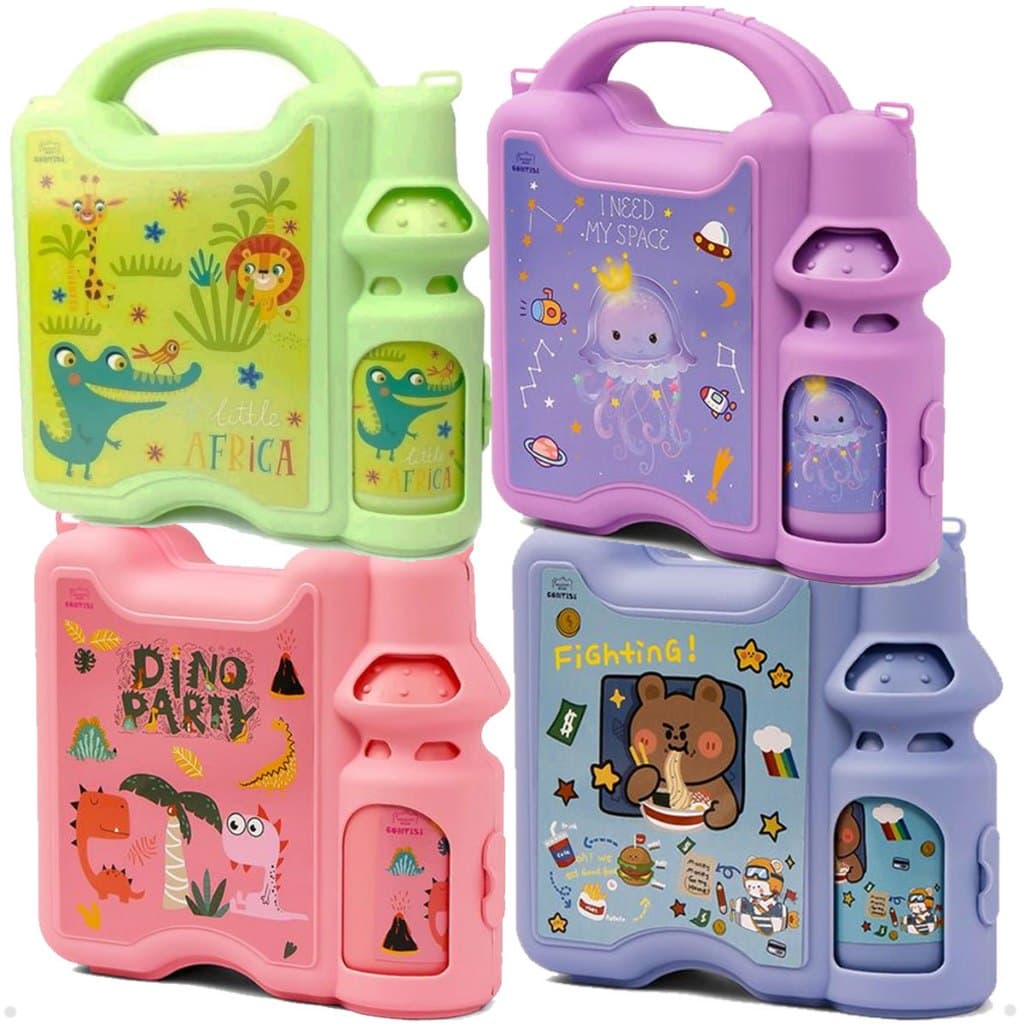 Kit Lancheira Infantil Marmita Garrafinha Bolsa Escolar 3pçs