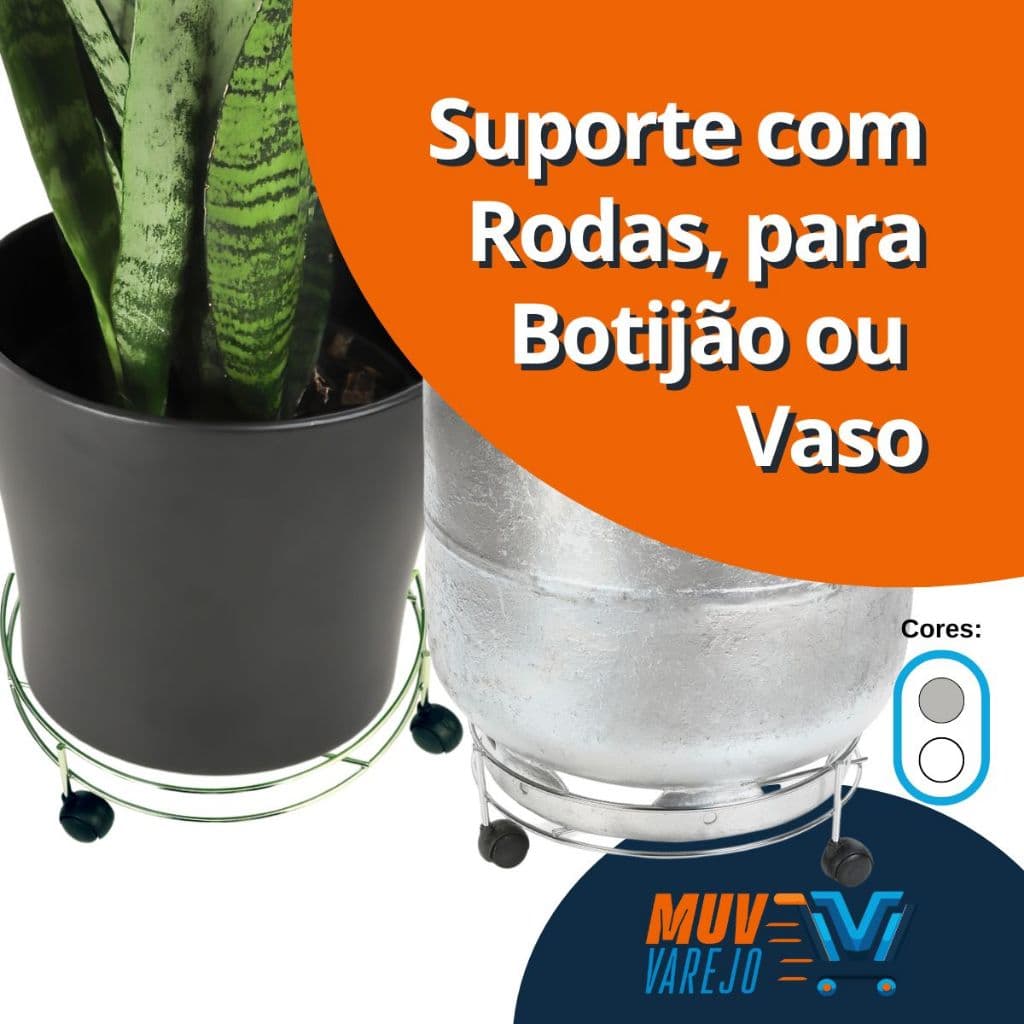 Suporte Metalico com Rodinhas para Botijão de Gás  e Vasos de Plantas ou Galão de Água