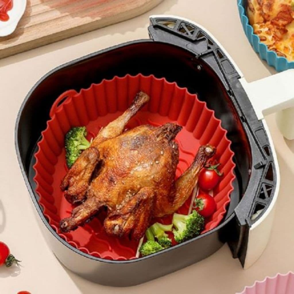 Formas de Silicone para Air Fryer Fritadeira Elétrica Forno Assadeira Microondas Reutilizável