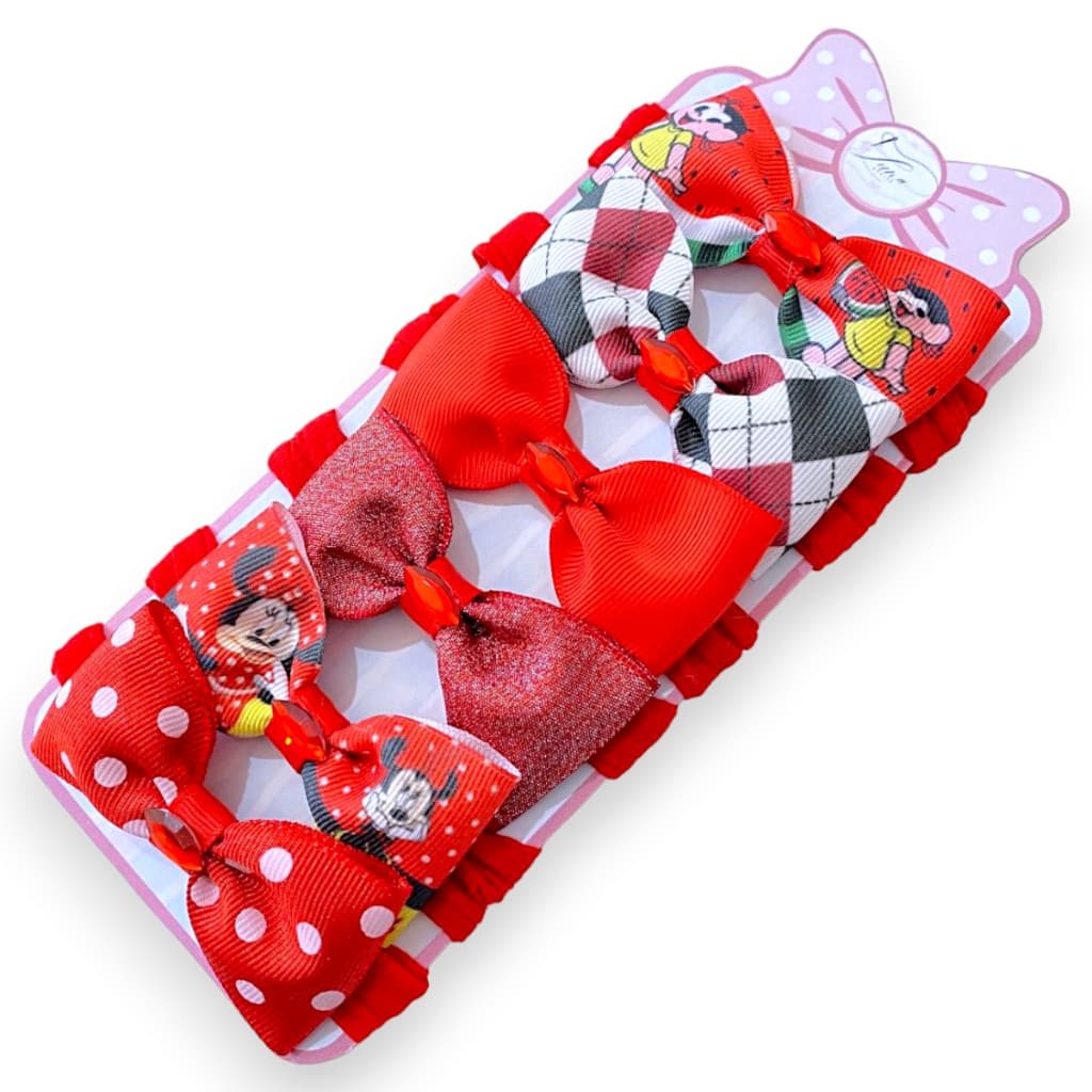 Laços de bebê Kit 6 Lacinhos de Bebê laços de cabelo infantil Tiarinha Faixinha Baby Red Rn