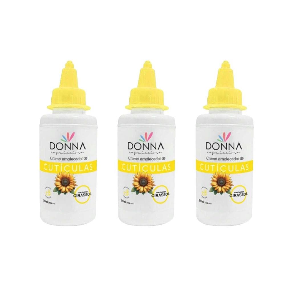 Kit C/3 Amolecedor de Cutículas Donna com Oléo de Girassol - 100ml