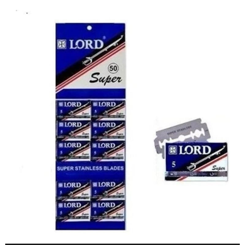 Lâminas Lord Inox Kit C/500 Lâminas - 10 cartelas C/50 Lâminas