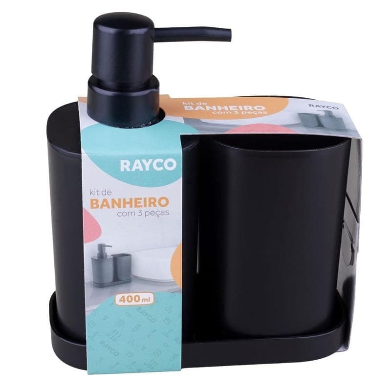 Kit Banheiro com 3 peças 400ml PRETO/CINZA/BRANCO/VERMELHO