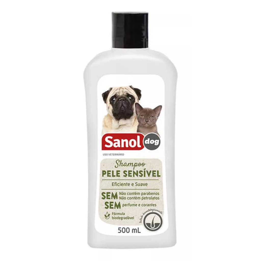 Shampoo Pele Sensivel Sanol Dog Sem Perfume e Corantes 500ml