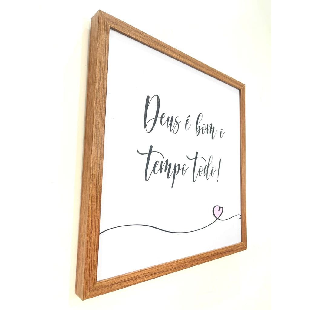 Quadro  para caixa de luz resina 53X53 DEUS E BOM O TEMPO TODO linha coração M.madeira