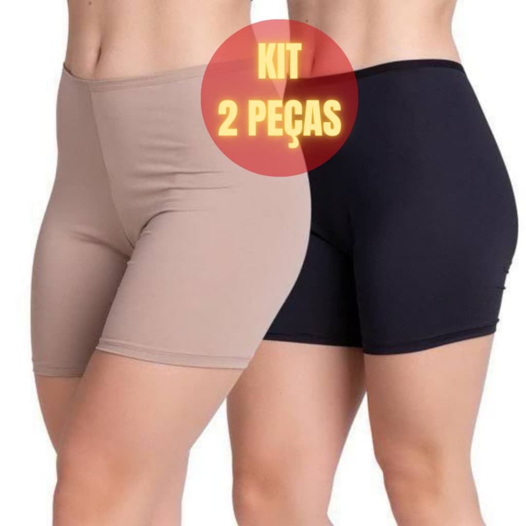 KIT 2 Short Cós Alta Qualidade Segunda Pele Bermuda Liso Feminina Vestir Debaixo Da Saia