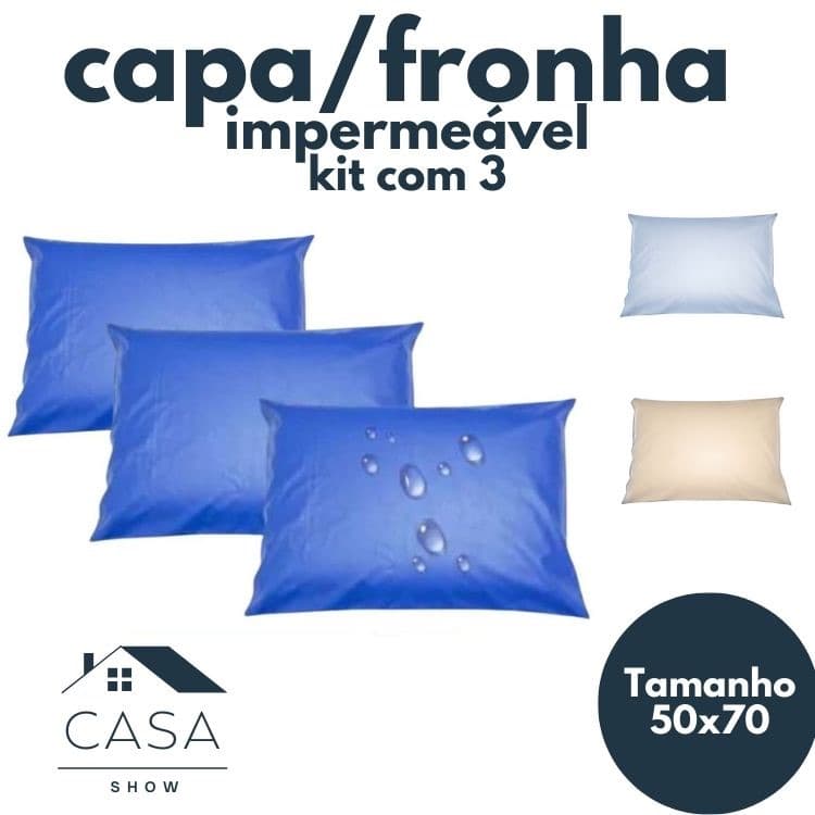 Kit Com 3 Capas Fronhas Para Travesseiro Impermeável Hospitalar 50x70 aproximadamente