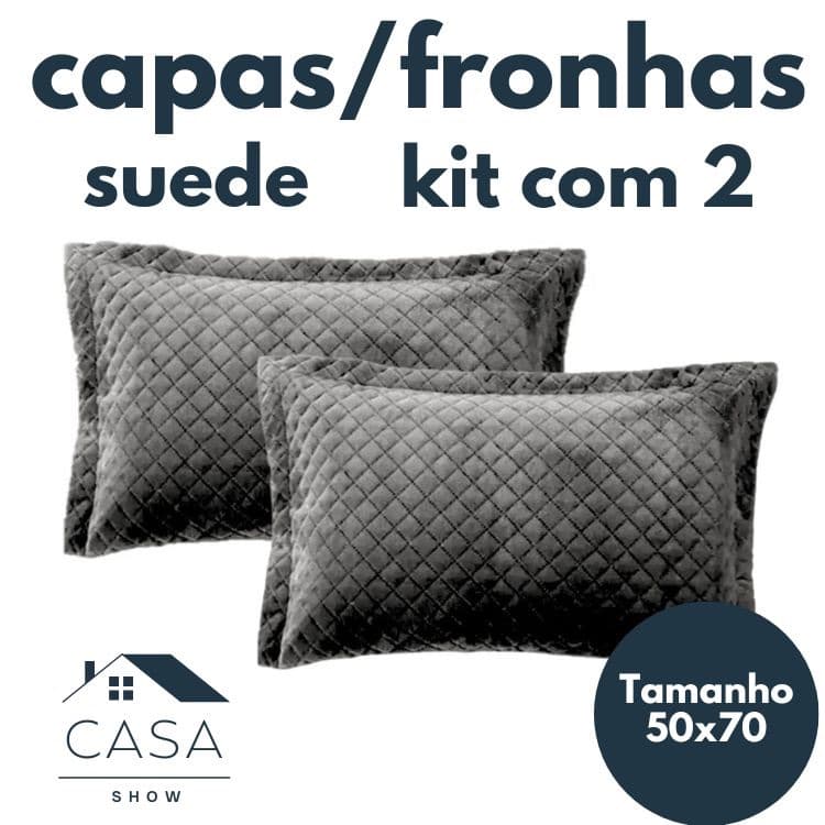 Kit Com 2 Porta Travesseiro Fronha Sued Cores Variadas 70x50